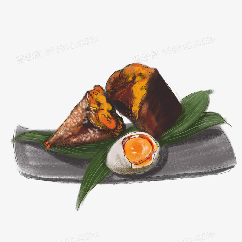端午佳节粽子咸鸭蛋手绘元素
