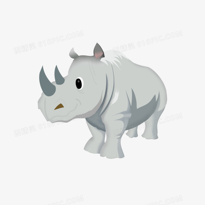 灰色犀牛野生动物手绘扁平