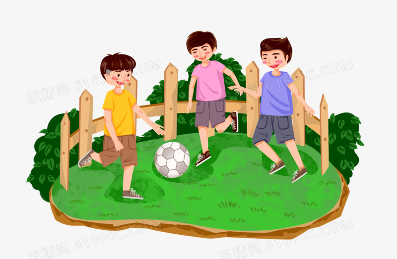 儿童游戏踢足球场景元素