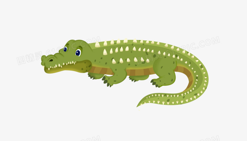 卡通绿色鳄鱼手绘元素