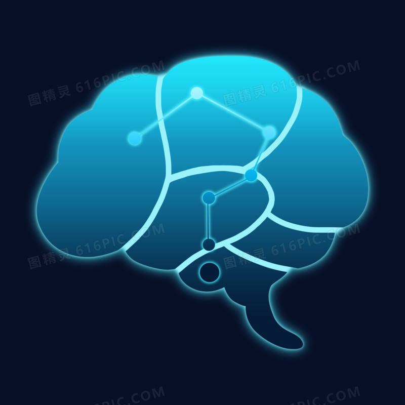 科技蓝色渐变智慧大脑元素