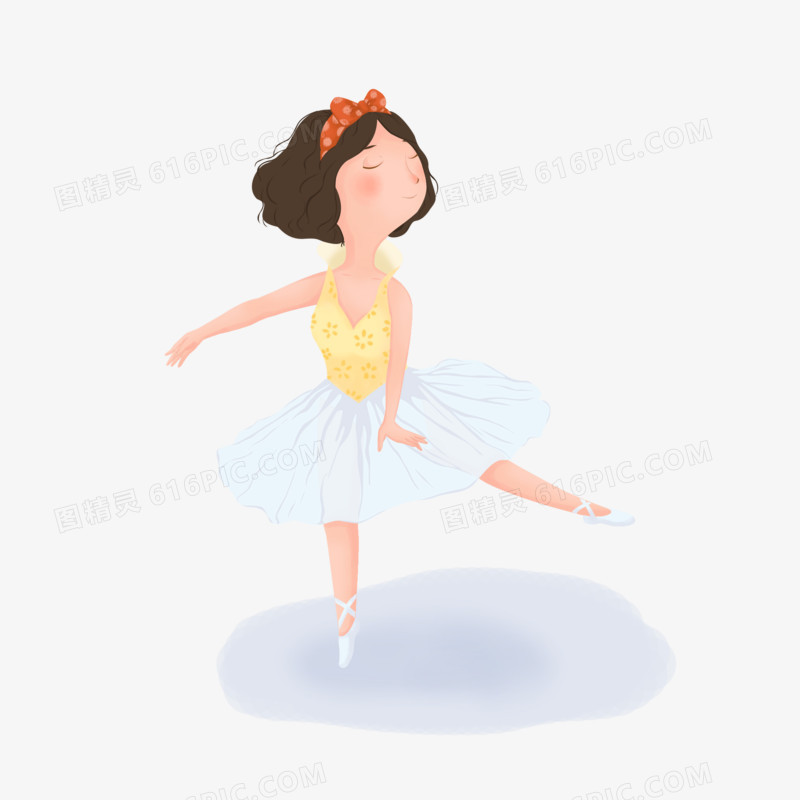 小女孩跳芭蕾舞人物插画元素