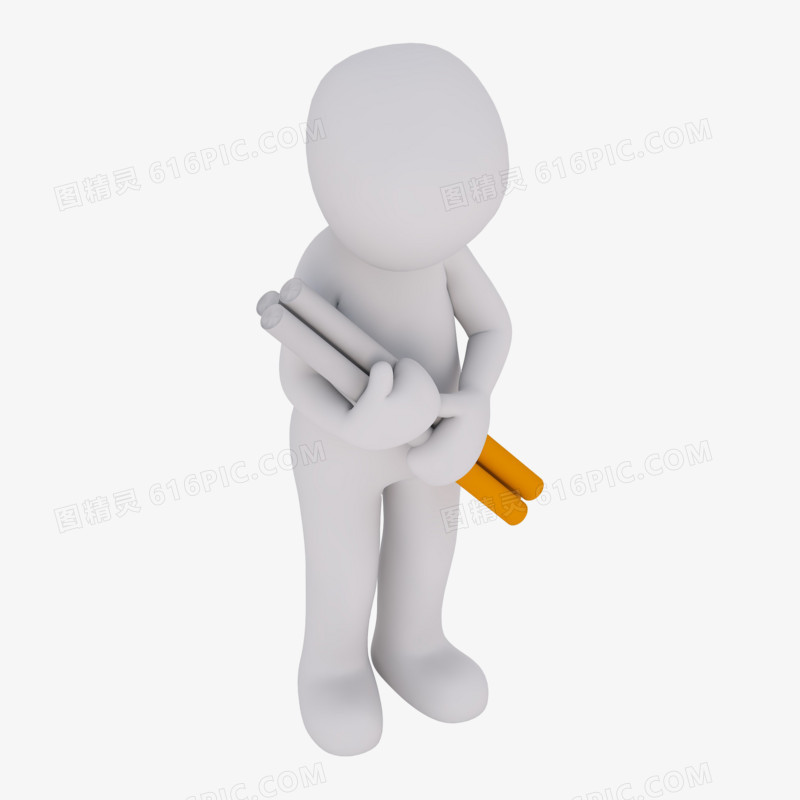 3D立体小人抱着香烟