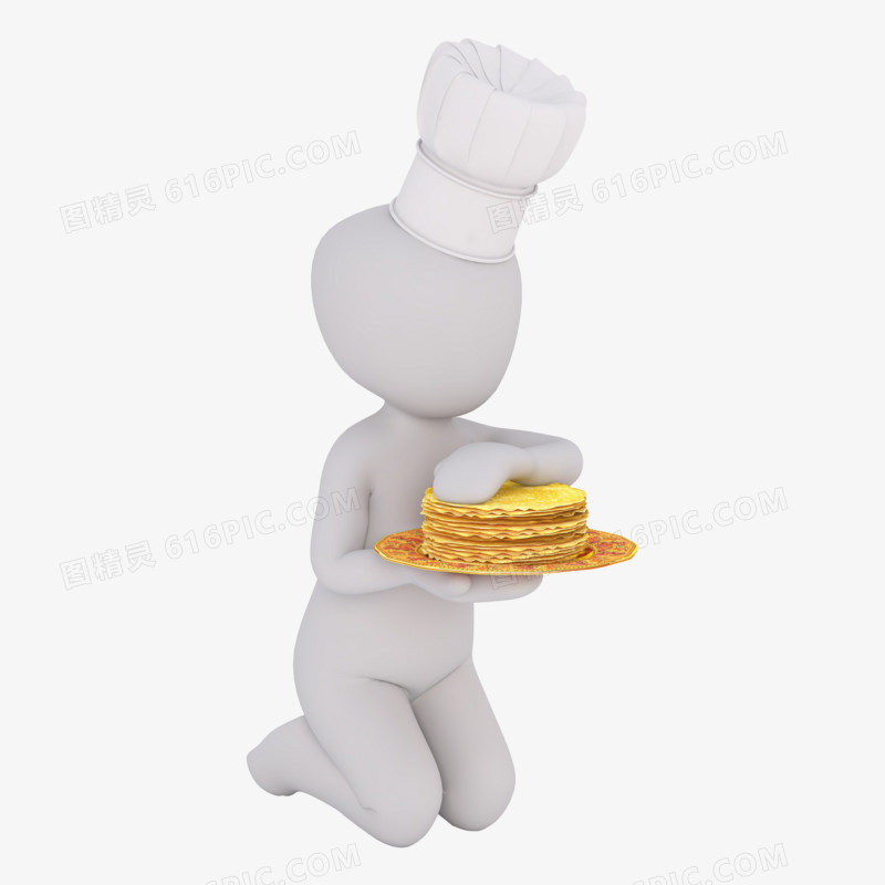 3D立体小人抱着薄饼