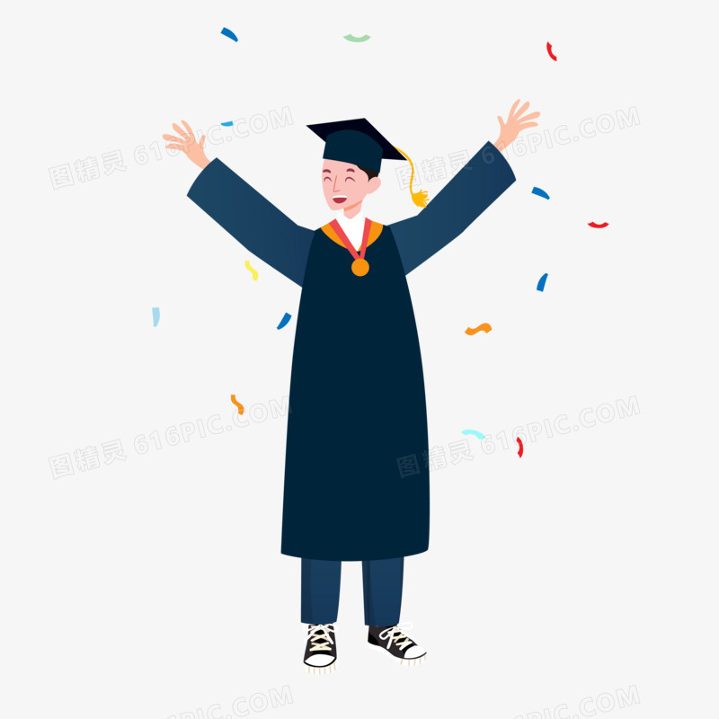 毕业生欢呼庆祝毕业人物元素