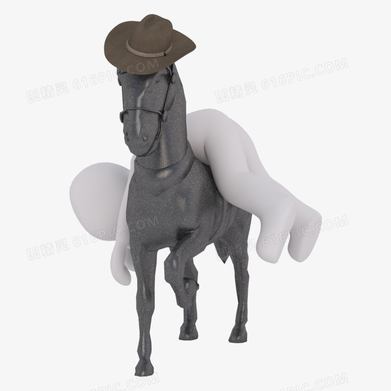 3D立体小人驼在马背上