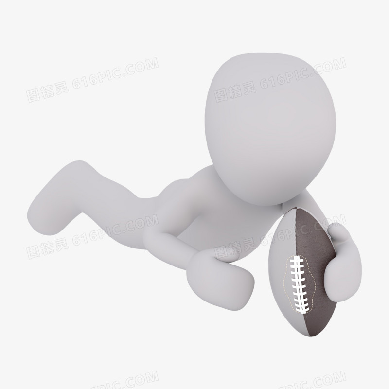 3D立体小人接住橄榄球