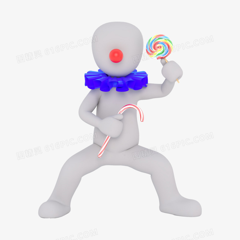 3D立体小人之小丑拿着糖果表演