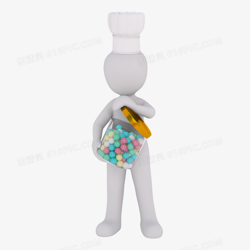3D立体小人抱着糖罐