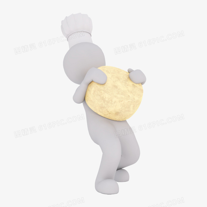 3D立体小人抱着蛋糕胚子走路