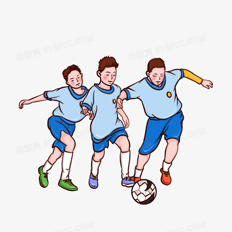 男孩踢足球活动场景元素