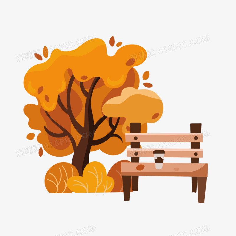 秋天的树矢量插画元素