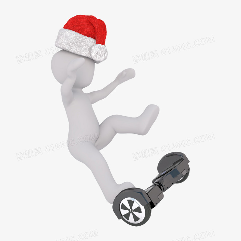3D红帽立体小人骑踏板摔倒