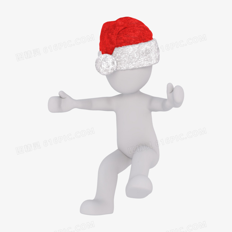 3D红帽立体小人伸手拥抱