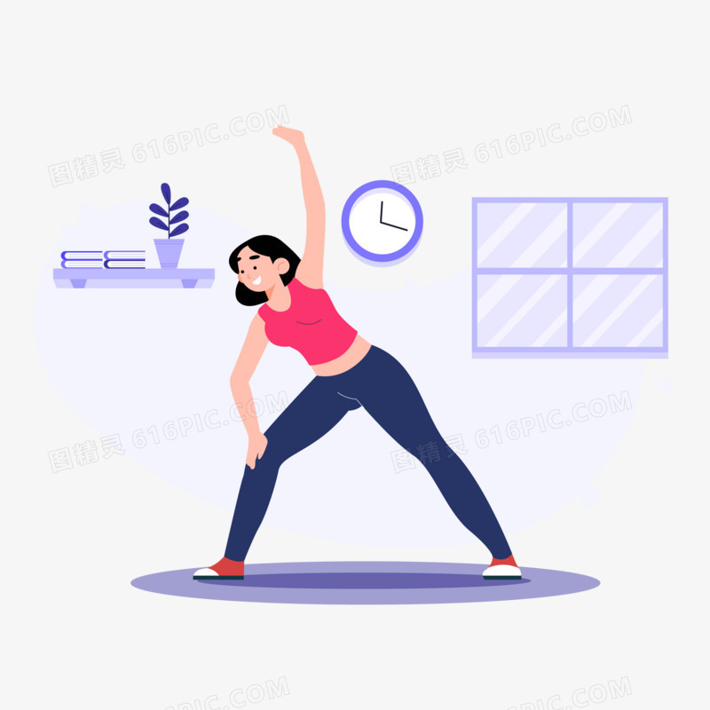 女生练瑜伽锻炼人物元素