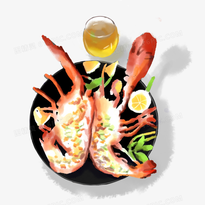 龙虾啤酒烧烤大餐插画元素