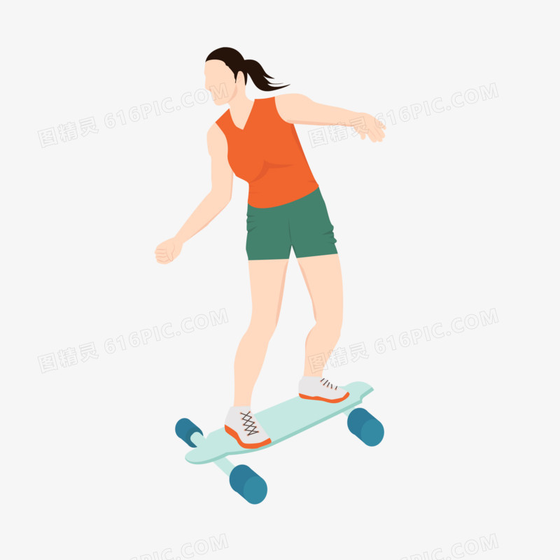 女生玩滑板通用元素