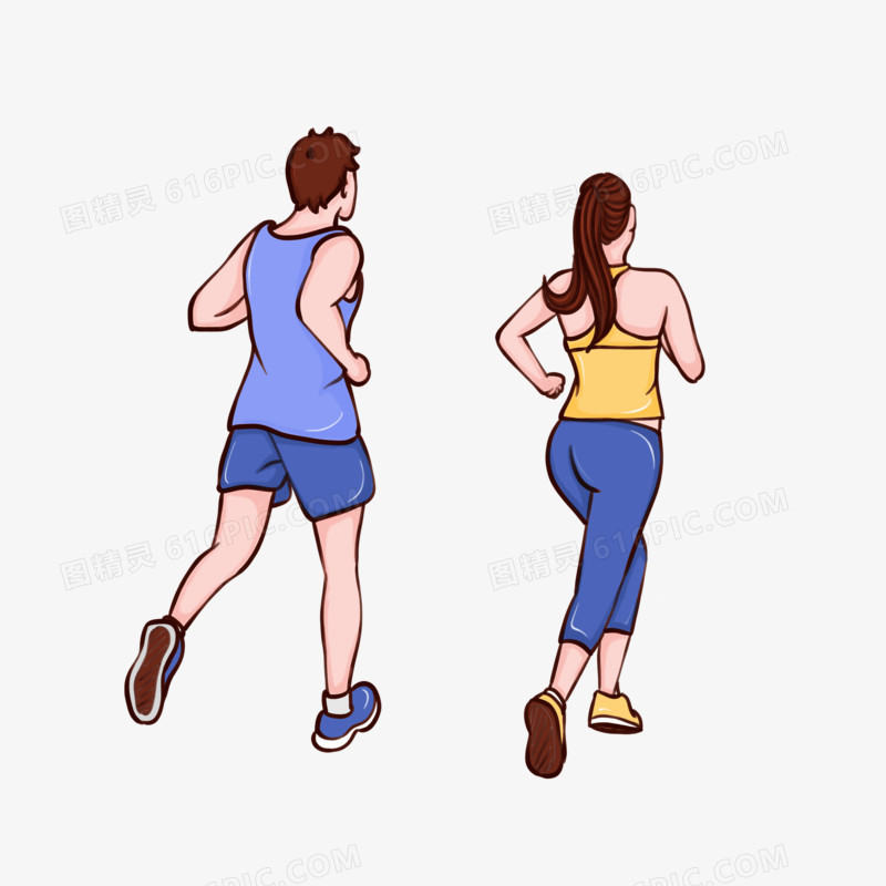 跑步运动人物背影元素