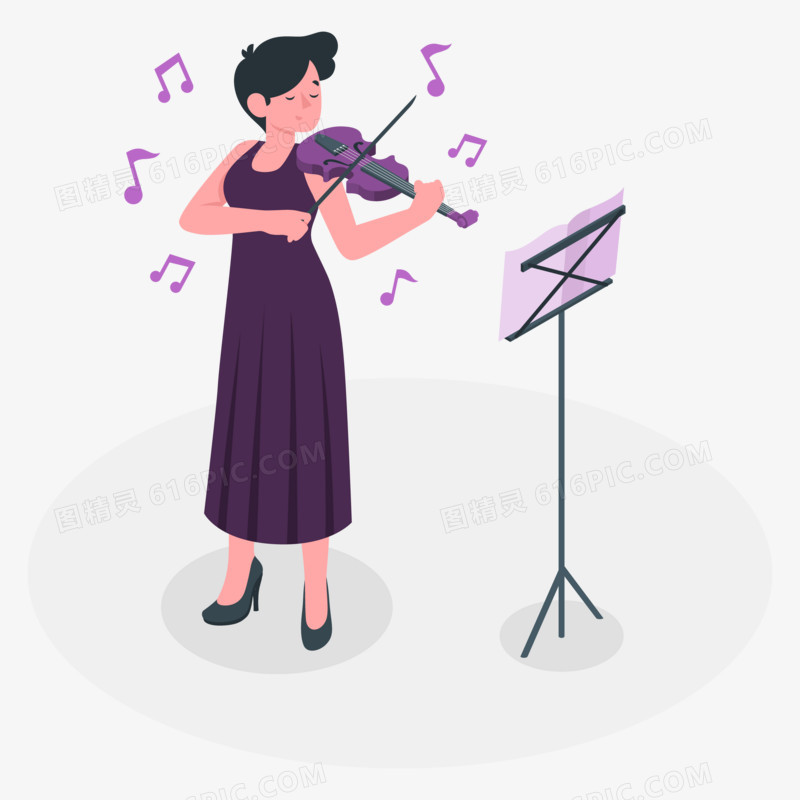 女生演奏小提琴插画元素