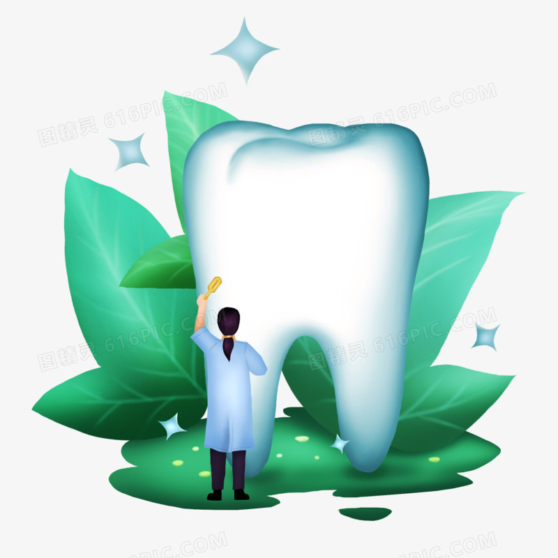 牙齿护理创意插画元素