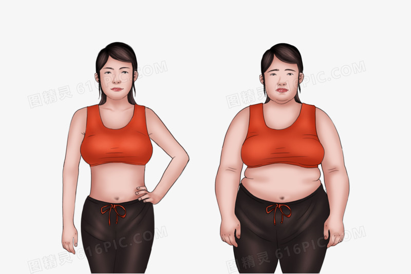 女生瘦身减肥正面对比图元素