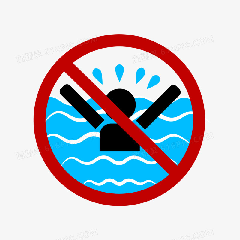 防溺水警示牌 卡通图片