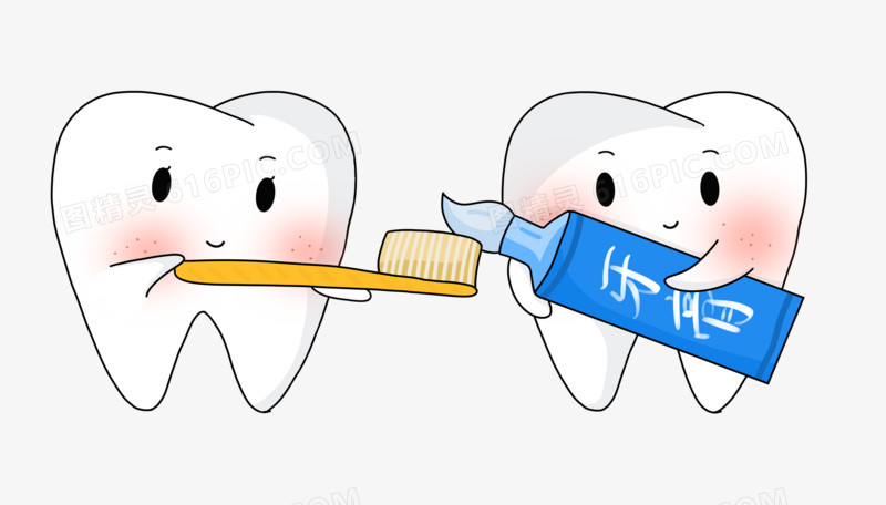 创意牙齿刷牙元素