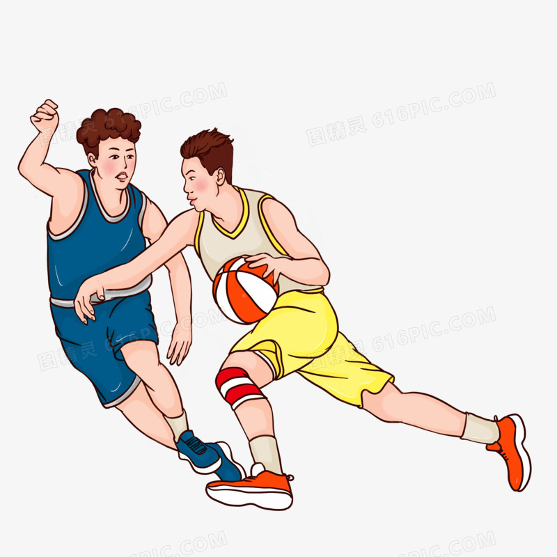 男生打篮球运动场景元素