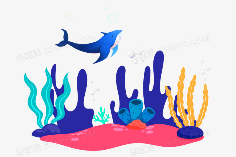 卡通创意清新海洋动物元素
