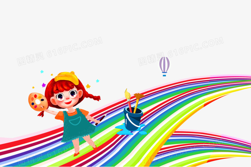 创意卡通可爱彩虹女孩元素