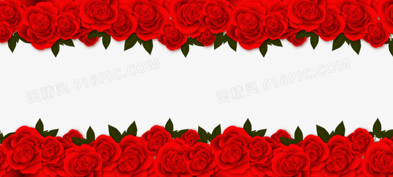 红色免抠手绘鲜花装饰元素