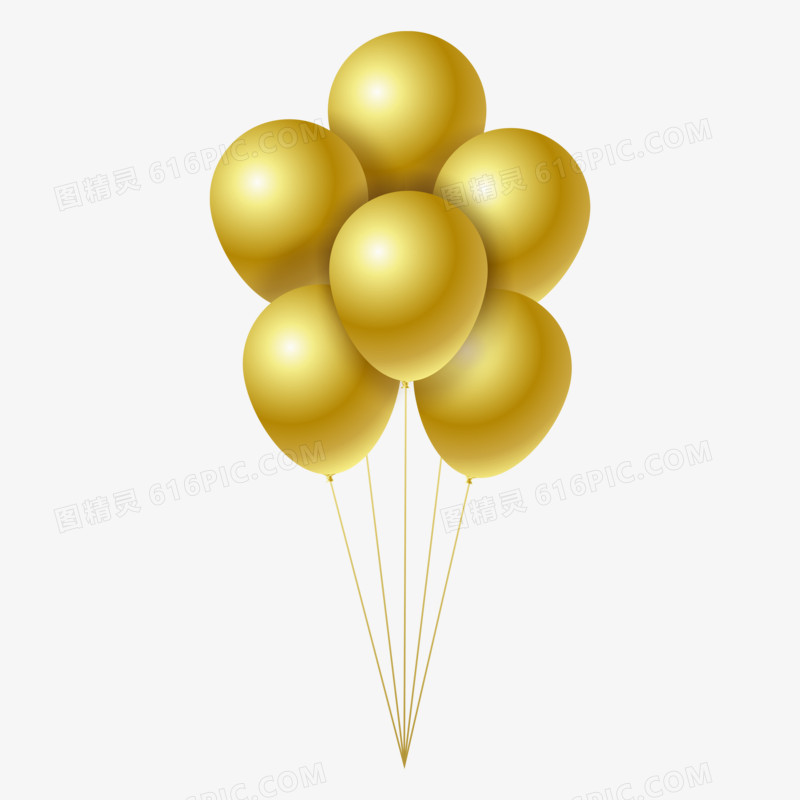 免抠手绘金色气球装饰元素
