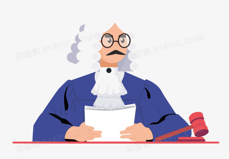 法官为正义判决人物插画元素