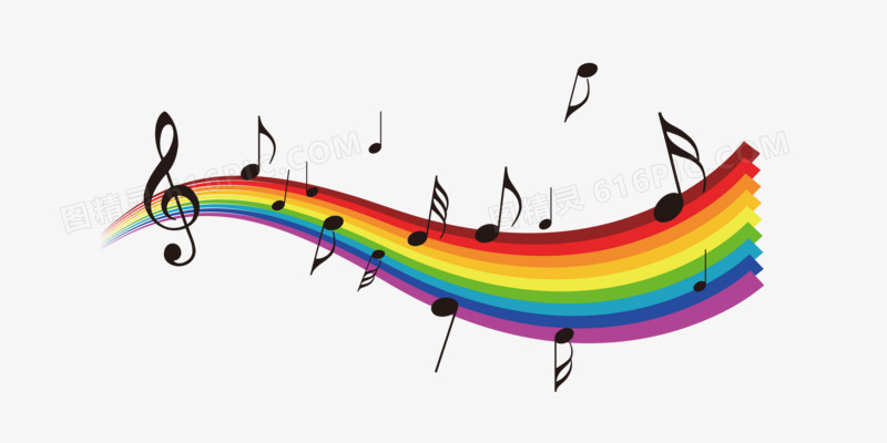 彩虹五线谱音符元素