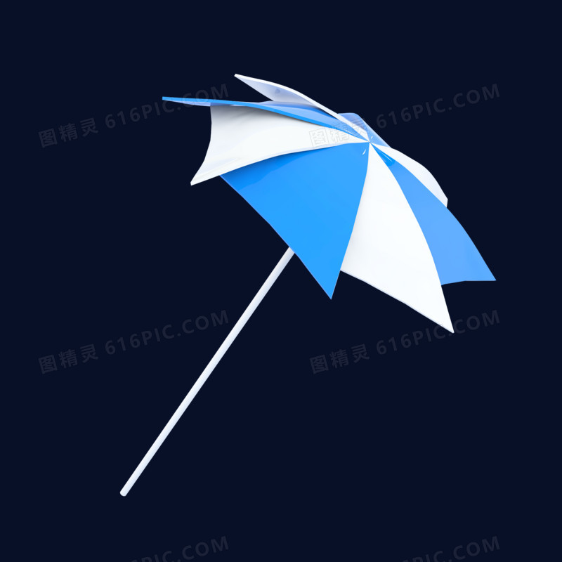 蓝色简约C4D立体创意太阳伞装饰