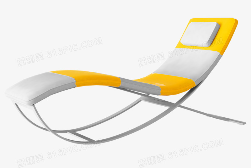 黄色简约C4D立体创意躺椅椅子