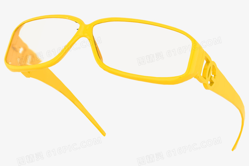 黄色简约C4D立体创意眼镜太阳镜
