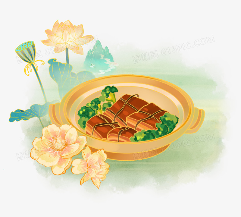 中国传统美食红烧肉元素