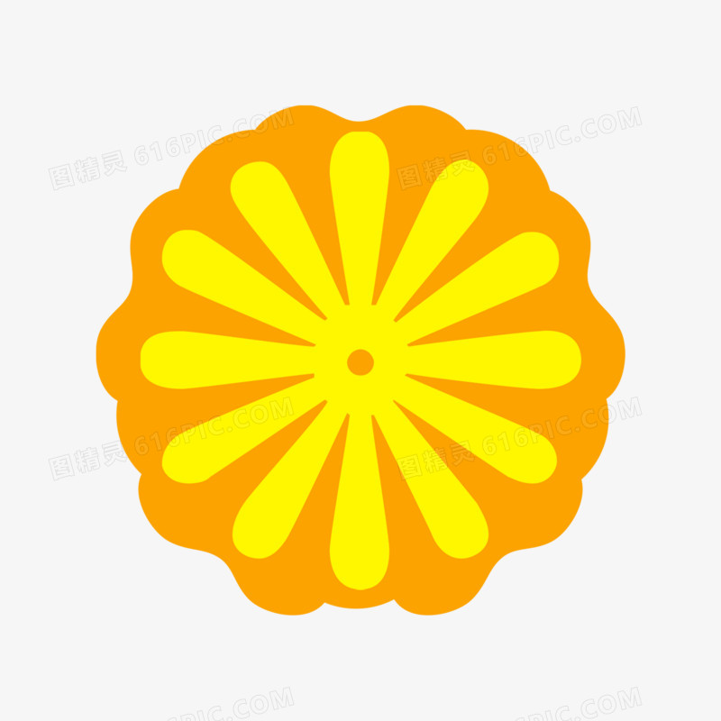 黄色扁平菊花花朵装饰元素