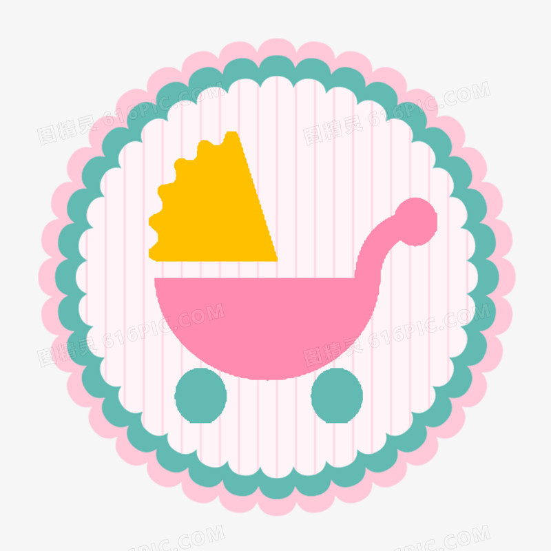 彩色母婴宝宝车小元素图标