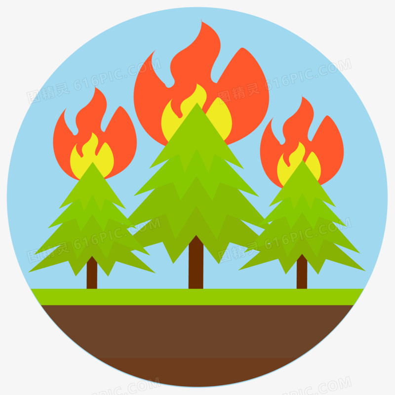扁平森林火灾自然灾害图标元素