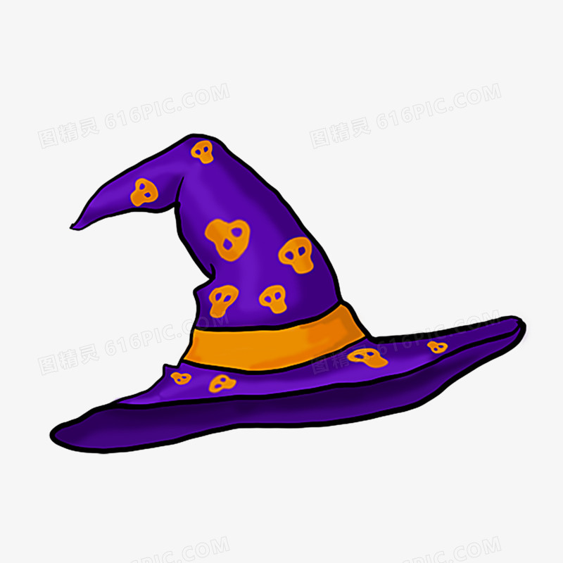 万圣节紫色南瓜帽手绘元素