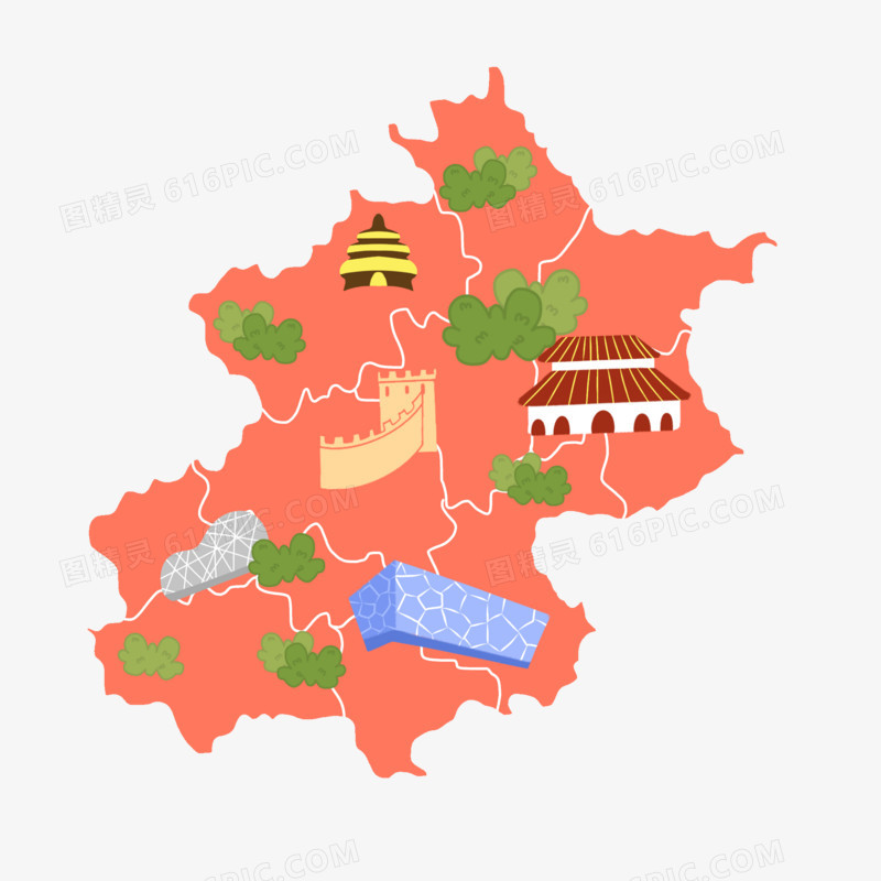 手绘卡通地图图标元素