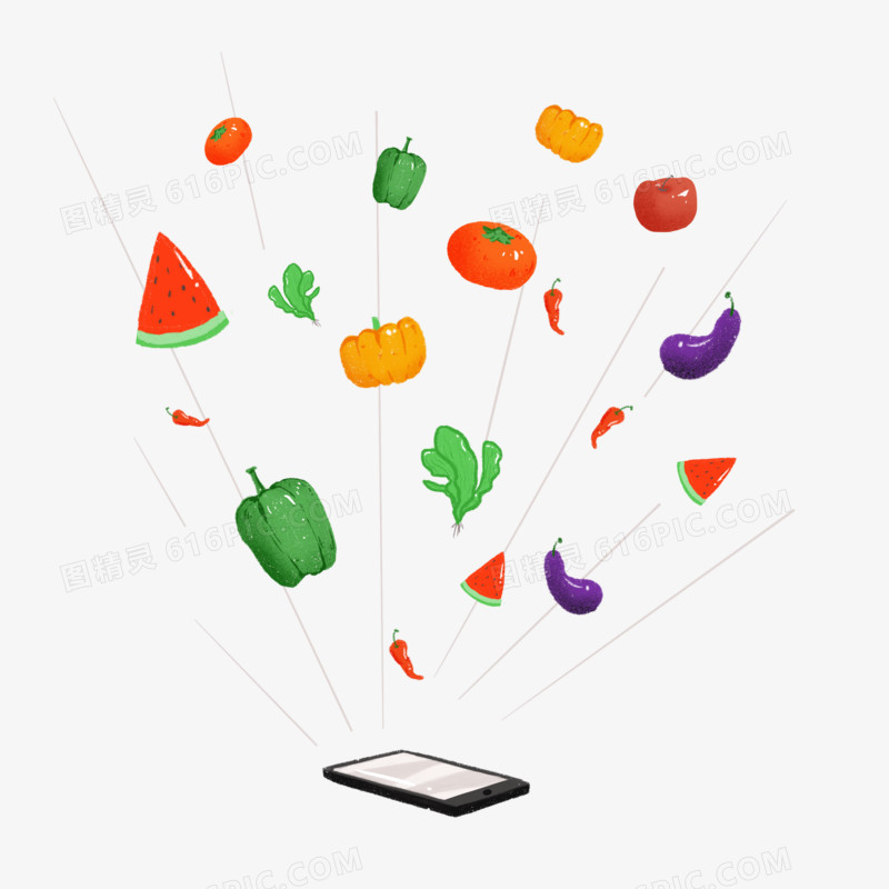 电商助农手机蔬菜水果元素