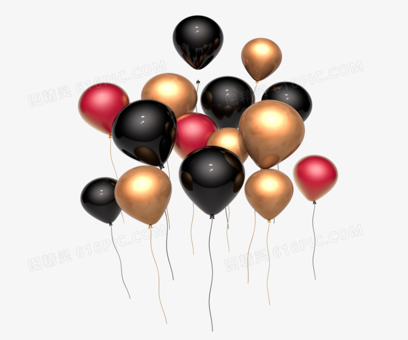 C4D立体电商节日黑金气球元素