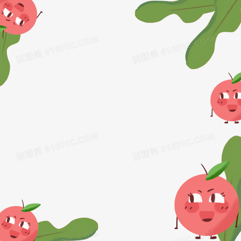 创意清新卡通边框水果苹果元素