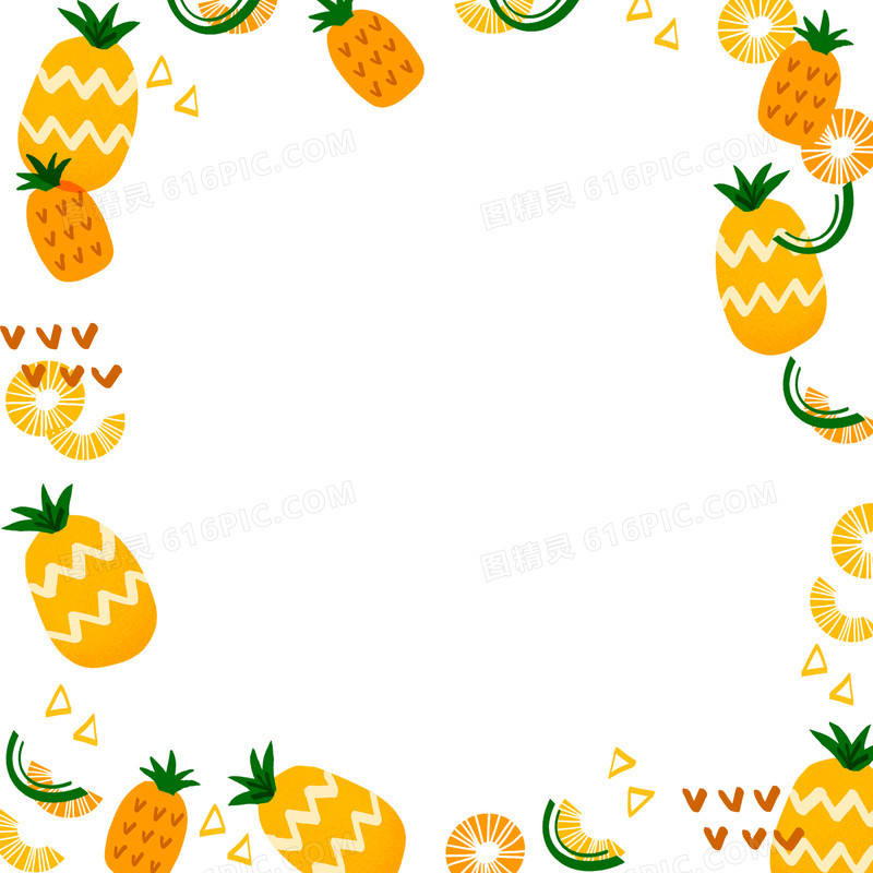 卡通菠萝凤梨水果边框