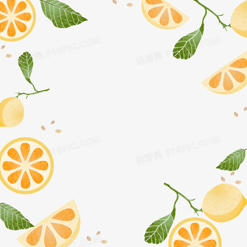 简约清新柠檬水果边框