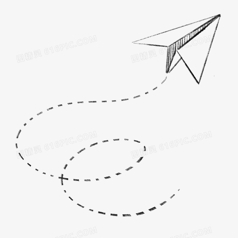 铅笔手绘纸飞机飞行轨迹元素