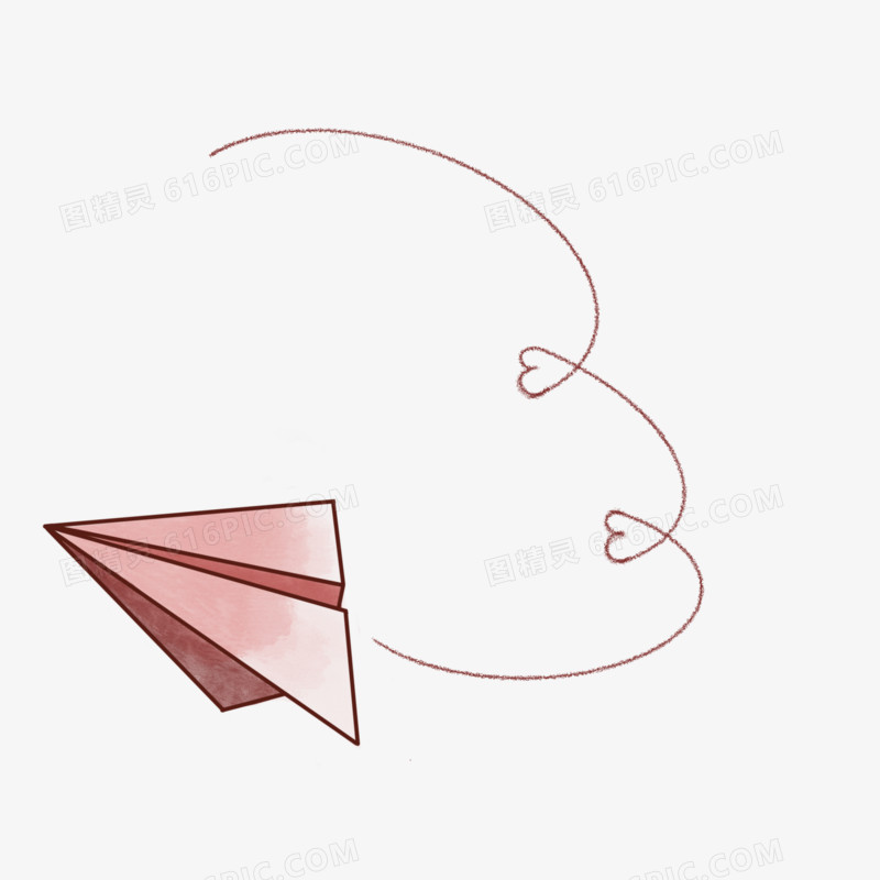 水彩手绘纸飞机飞行轨迹元素